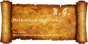 Matkovics Györe névjegykártya